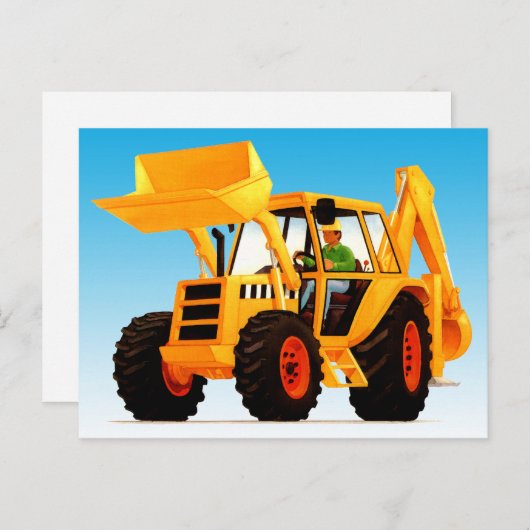 Kind Big Fun Yellow Digger Briefkaart (Voorkant / Achterkant)