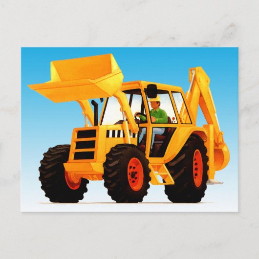 Kind Big Fun Yellow Digger Briefkaart (Voorkant)