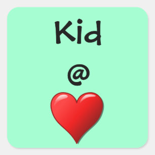 Kind bij hart vierkante sticker