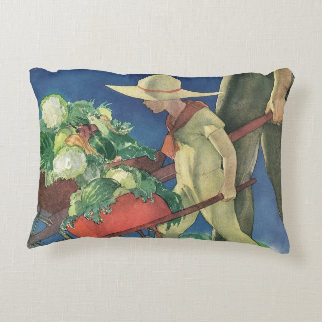  Kind, Biologische Tuinbouw; Overwinnende tuin Accent Kussen (Achterkant)