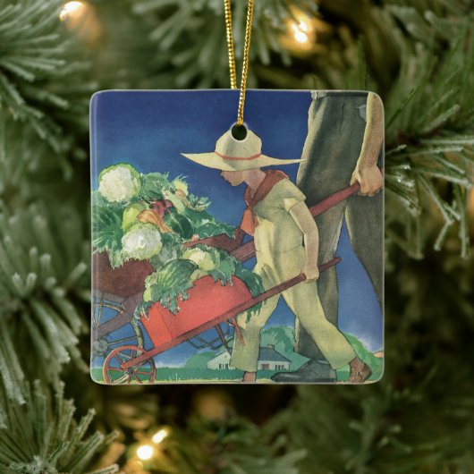  Kind, Biologische Tuinbouw; Overwinnende tuin Keramisch Ornament (Boom)