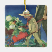  Kind, Biologische Tuinbouw; Overwinnende tuin Keramisch Ornament (Voorkant)