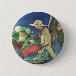 Kind, Biologische Tuinbouw; Overwinnende tuin Ronde Button 5,7 Cm