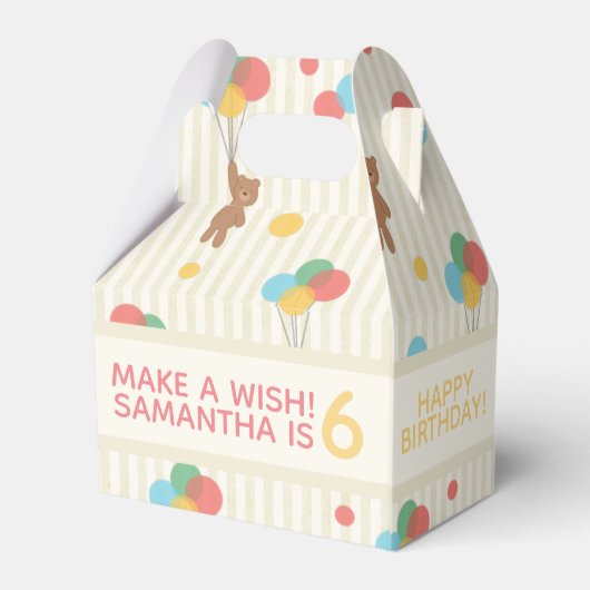 Kind Birthday Balloons Teddy Bear Age Bedankdoosjes (Achterkant)