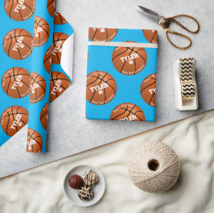 Kind Birthday, Basketball, Name Age, Extra Text Cadeaupapier