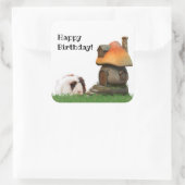 Kind: Birthday Cute Guinee Pig Pushroom House Vierkante Sticker (Tas)