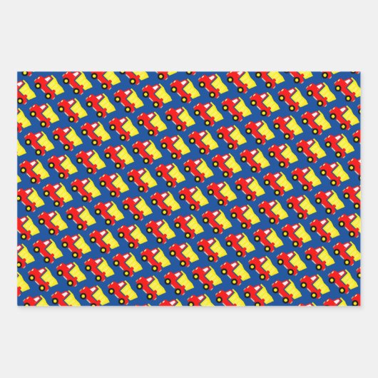 Kind Birthday heli, vrachtwagen en rode choo-trein Inpakpapier Vel (Voorkant)