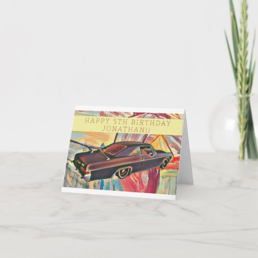  Kind Birthday Kaart Car Fun Unieke (Voorkant)