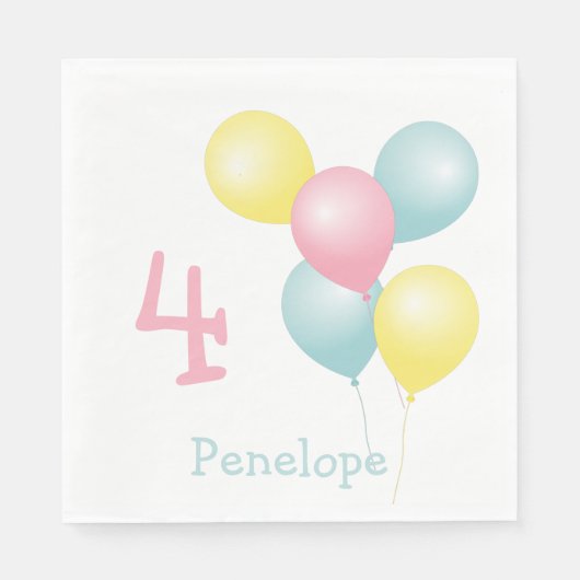Kind Birthday Party Balloons Napkins Servet (Voorkant)