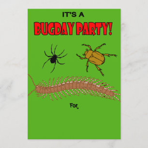 Kind Birthday Party Bug Thleed Invitation Kaart