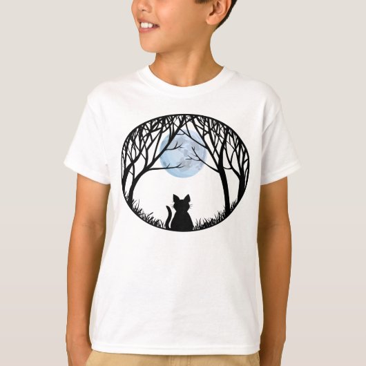 Kind Black Cat T-shirt Spooky Fat Cat Kind T-shirt (Voorkant)