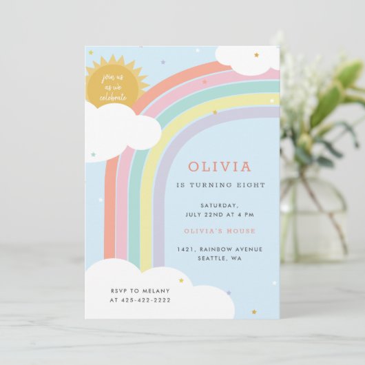 Kind Blauw1 van regenboog, zon en wolken Kaart (Staand voorkant)