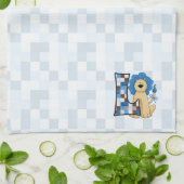 Kind Blauw Patchwork Monogram Letter L Theedoek (Gevouwen)
