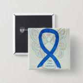 Kind: Blauwe bewustwording Kind: Aangepaste afbeel Vierkante Button 5,1 Cm (Voorkant /achterkant)