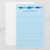 Kind Blauwe haaien Briefpapier (Voorkant / Achterkant)