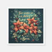 Kind & Bloemen Schrift Verse Feestelijke Découpage Servet (Voorkant)