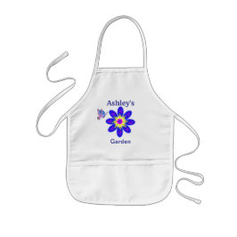 Kind Blue Flower Garden Apron Persoonlijke naam Kinder Schort