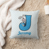 Kind Blue Jackrabbit Monogram Letter J Kussen (Deken)