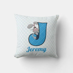 Kind Blue Jackrabbit Monogram Letter J Kussen