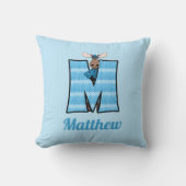 Kind Blue Knit Print Moose Monogram Letter M Kussen (Voorkant)