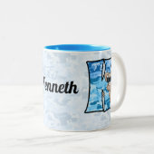 Kind Blue Koala Monogram Letter K Tweekleurige Koffiemok (Voorkant rechts)