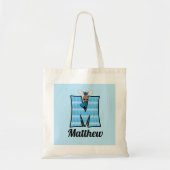 Kind Blue Moose Monogram Letter M Tote Bag (Voorkant)