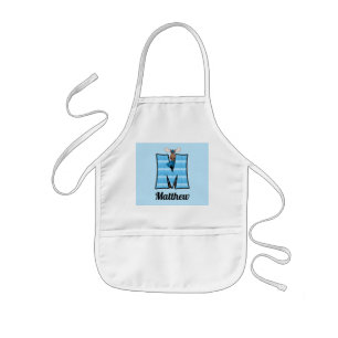 Kind Blue Moose Monogrammed Letter M Kinder Schort
