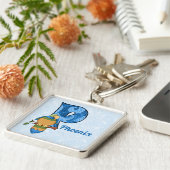 Kind Blue Paisley Parrot Monogram Letter P Sleutelhanger (Zijkant)