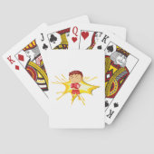 Kind bokser in rode handschoenen en korte broek pokerkaarten (Achterkant)