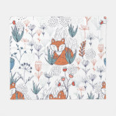 Kind bosillustratie, vossen en bloemen. fleece deken (Voorkant (Horizontaal))