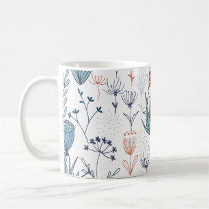 Kind bosillustratie, vossen en bloemen. koffiemok