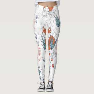 Kind bosillustratie, vossen en bloemen. leggings