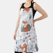 Kind bosillustratie, vossen en bloemen. schort (Insitu)