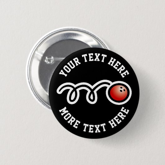 Kind bowling Birthday party gunt aangepaste naam Ronde Button 5,7 Cm (Voorkant /achterkant)