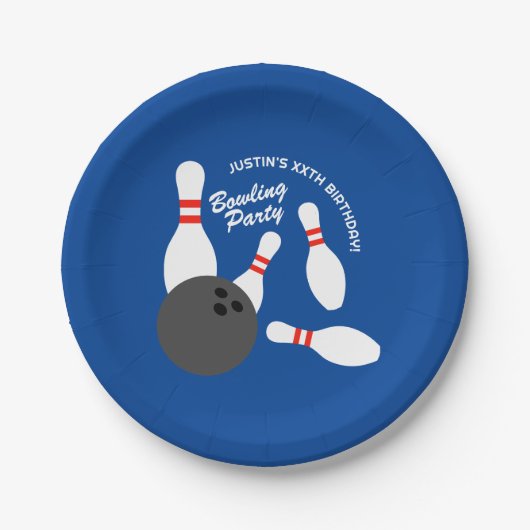 Kind bowling Verjaardagsfeestje thema papier borde Papieren Bordje (Voorkant)