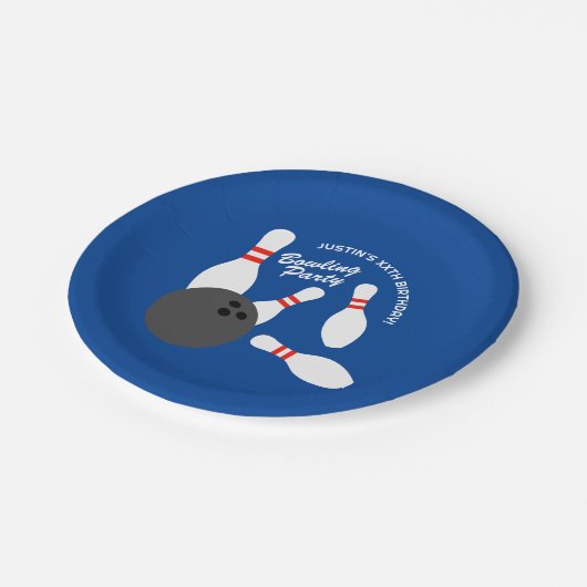 Kind bowling Verjaardagsfeestje thema papier borde Papieren Bordje (Gekanteld)