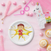 Kind Boxer in rode handschoenen en korte broek Papieren Bordje (Feest)