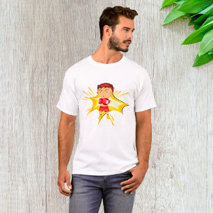 Kind Boxer in rode handschoenen en korte broek T-shirt