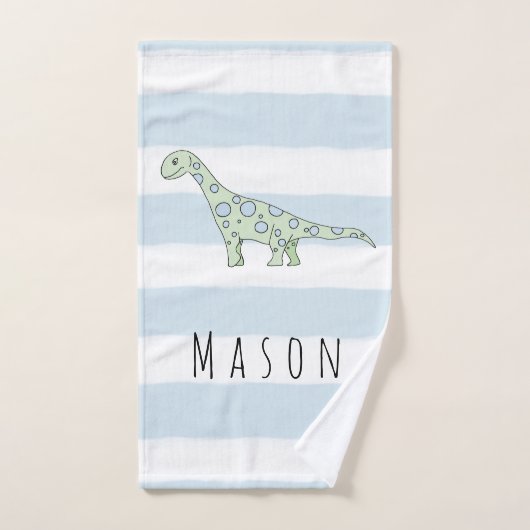 Kind Boy Doodle Dinosaur met kindernaam Bad Handdoek (Handdoek)