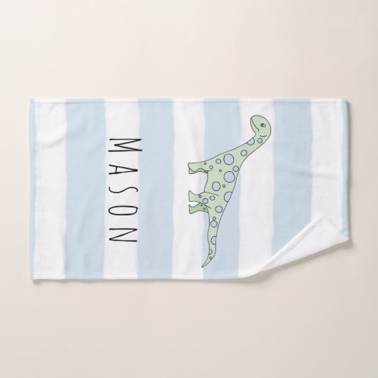 Kind Boy Doodle Dinosaur met kindernaam Bad Handdoek (Handdoek)