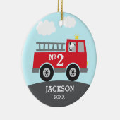 Kind brandweerwagen keramisch ornament (Rechts)