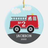 Kind brandweerwagen keramisch ornament (Achterkant)
