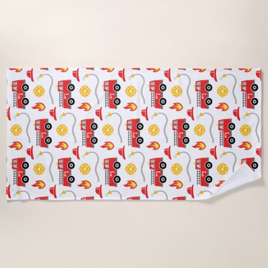 Kind brandweerwagen strandlaken (Voorkant)