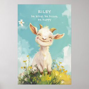 Kind Brave Happy Goat Gepersonaliseerde Kwekerij K Poster
