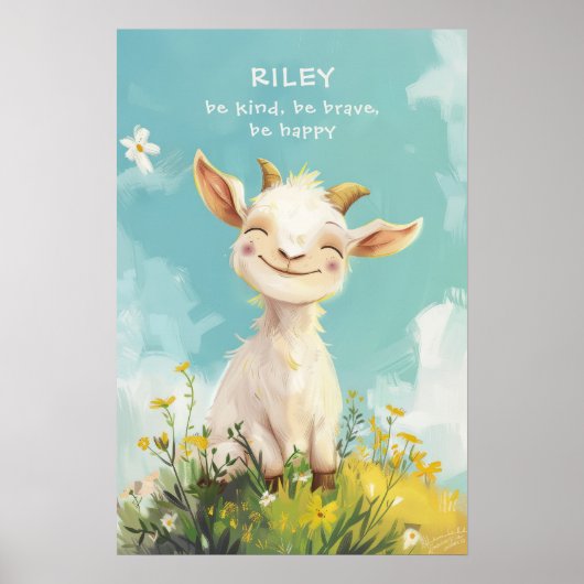 Kind Brave Happy Goat Gepersonaliseerde Kwekerij K Poster (Voorkant)