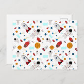 Kind Buitenruimte en astronaut patroon Briefkaart (Voorkant / Achterkant)