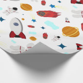 Kind Buitenruimte en astronaut patroon Cadeaupapier (Hoek)