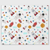 Kind Buitenruimte en astronaut patroon Cadeaupapier (Vlak)