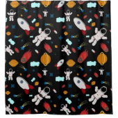 Kind Buitenruimte en astronaut patroon Douchegordijn (Voorkant)