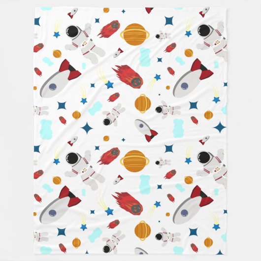 Kind Buitenruimte en astronaut patroon Fleece Deken (Voorkant)